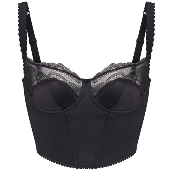 SKIMS Stretch Satin Lace cropped Corset M black (SK0032) - Picture 5 of 8